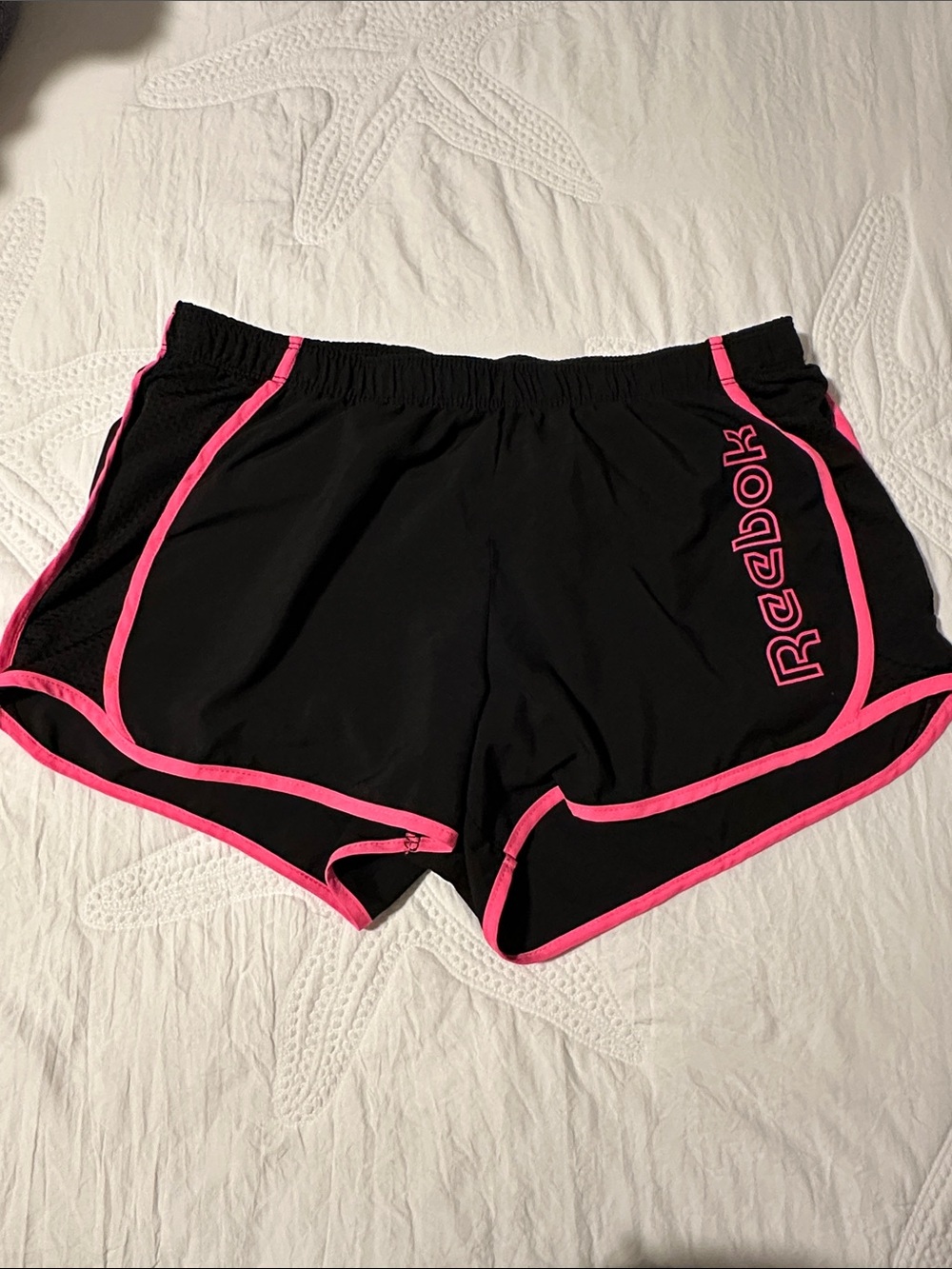 Reebok Black Women's Athletic Shorts with Pink Trim